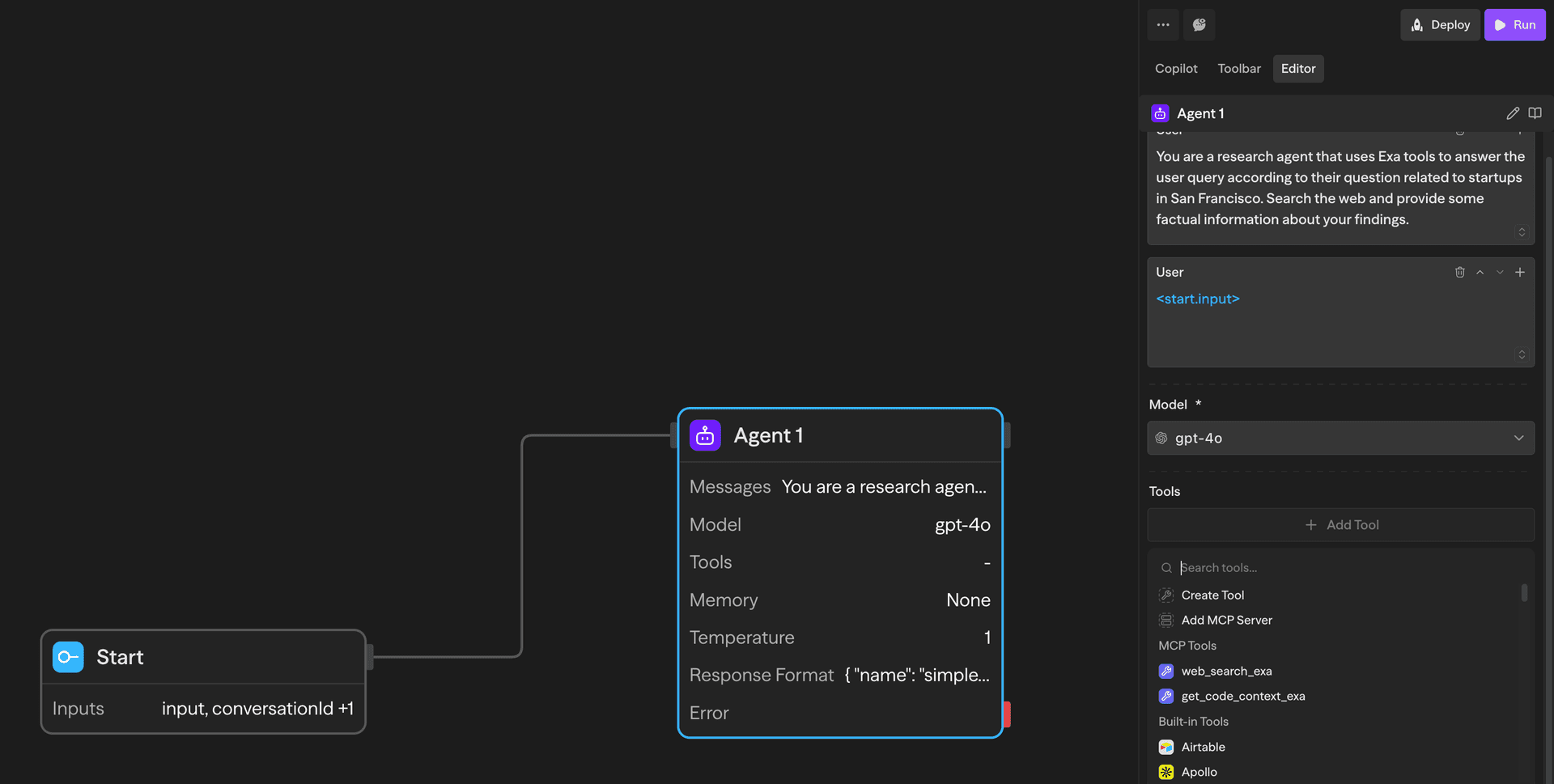 Using MCP Tool in Agent Block