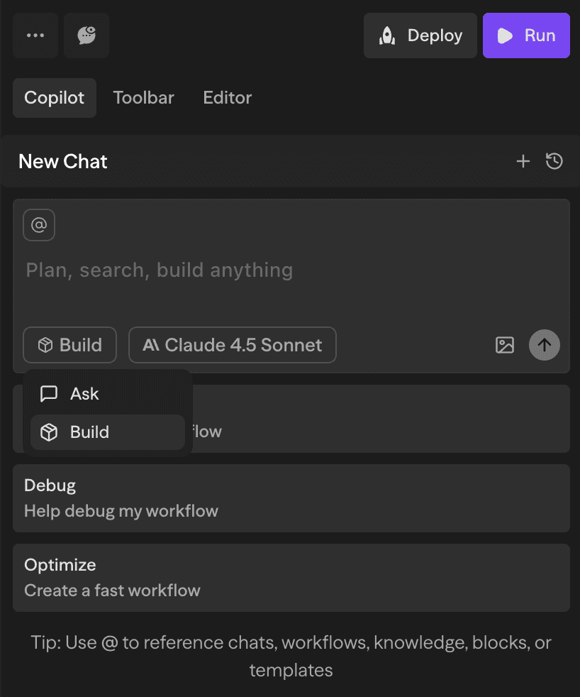 Copilotモード選択インターフェース
