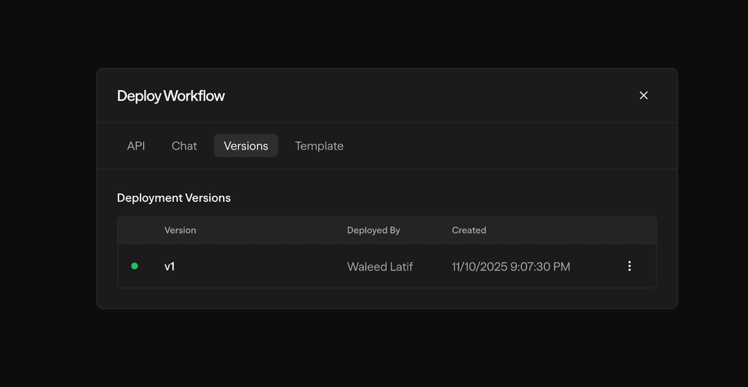Deployment versions table
