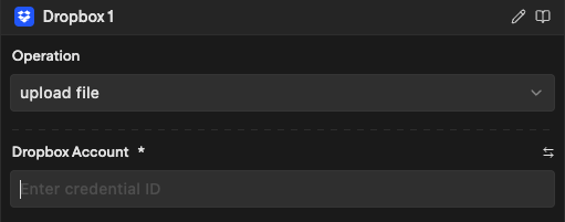 Block showing the Enter credential ID text field after switching to manual mode